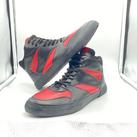 MARVEL SPIDER-MAN BLACK & RED SNEAKERS SIZE 8 - Picture 1 of 9